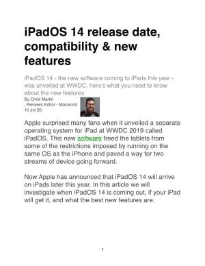 Ipad OS 14 Release Date