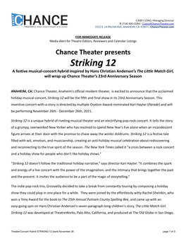 Press Release: STRIKING 12 (2021)