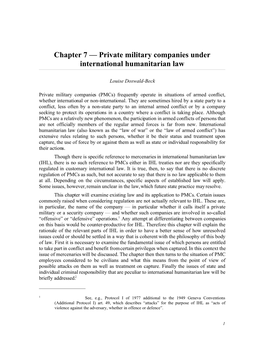 Private Military Companies Under International Humanitarian Law