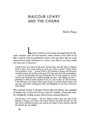 Malcolm Lowry and the Cinema