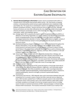 Eastern Equine Encephalitis Case Definition