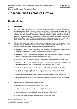 Appendix 12.1 Literature Review