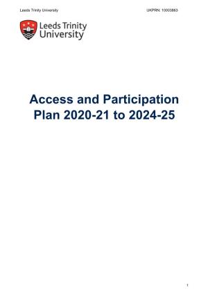 Access and Participation Plan 2020-21 to 2024-25