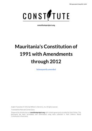 Mauritania's Constitution of 1991 with Amendments Through 2012