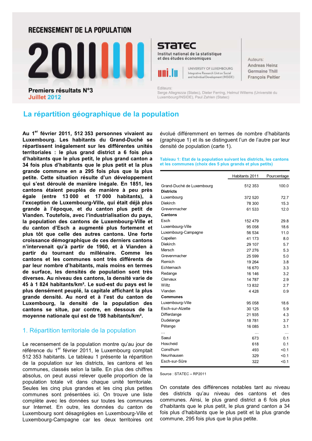 La Répartition Géographique De La Population