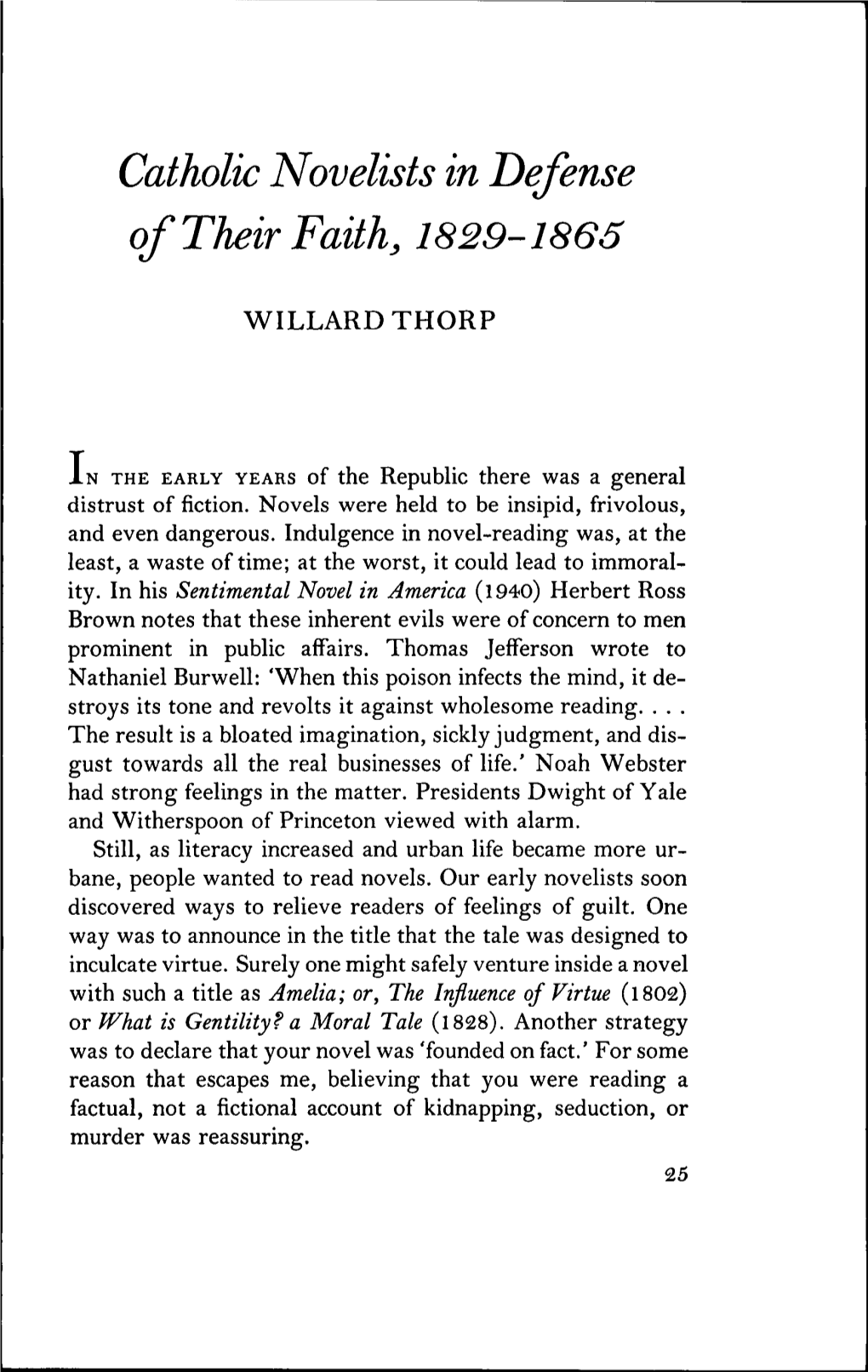 Catholic Novelists in Defense of Their Faith, 1829-1866