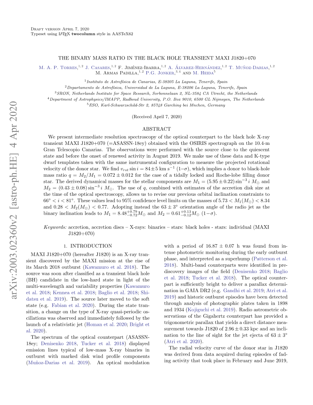 Arxiv:2003.02360V2 [Astro-Ph.HE] 4 Apr 2020 Datsu Et Al