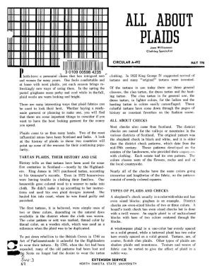 ALL ABOUT PLAIDS Jane Williamson Clathing Specialist