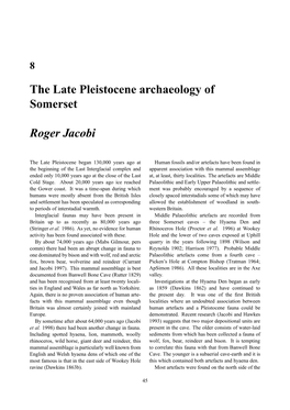 Roger Jacobi: the Late Pleistocene Archaeology of Somerset