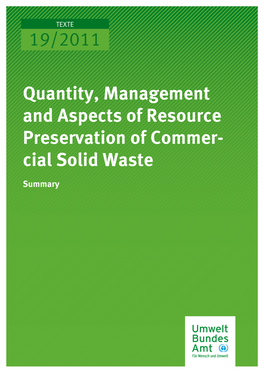 Quantity, Management and Aspects of Resource Preservation of Commer- Cial Solid Waste