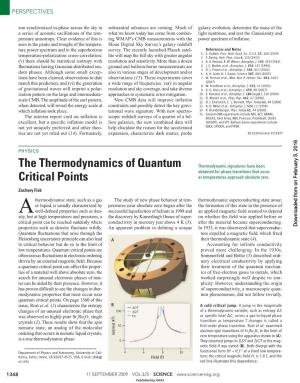 The Thermodynamics of Quantum Critical Points Zachary Fisk Science 325, 1348 (2009); DOI: 10.1126/Science.1179046