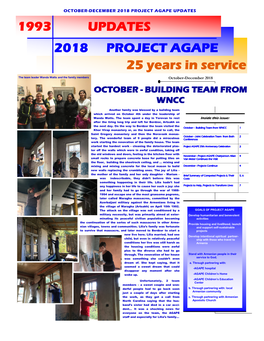 October-December 2018 Project AGAPE Updates