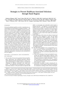Strategies to Prevent Healthcare-Associated Infections Through Hand Hygiene