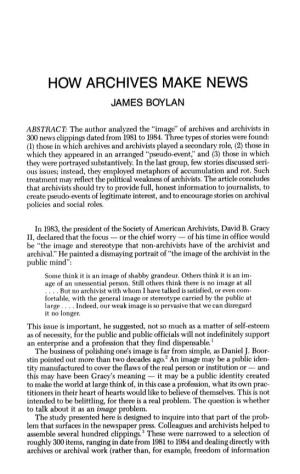 How Archives Make News James Boylan