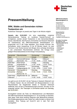 Pressemitteilung Weserbergland E