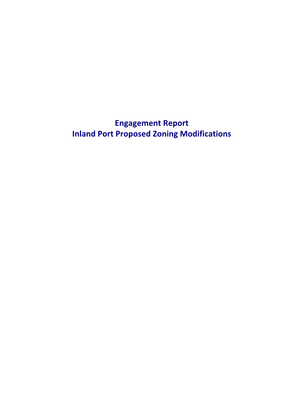 Engagement Report Inland Port Proposed Zoning Modifications Qualtrics Survey Results