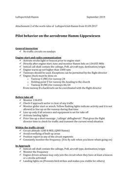 Pilot Behavior on the Aerodrome Hamm-Lippewiesen