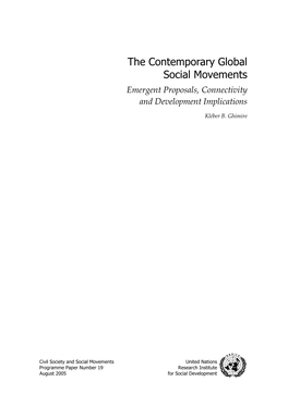 The Contemporary Global Social Movements Emergent Proposals, Connectivity and Development Implications