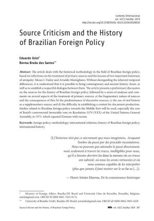 Source Criticism and the History of Brazilian Foreign Policy Uziel & Santos