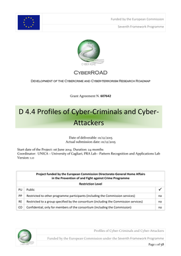 D 4.4 Profiles of Cyber-Criminals and Cyber- Attackers