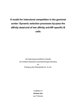 A Model for Interclonal Competition in the Germinal Center: Dynamic Selection Processes By-Pass the Affinity Dead-End of Low Affinity Anti-NP Specific B Cells