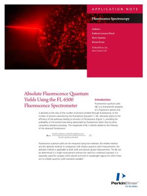 Absolute Fluorescence Quantum Yields Using the FL 6500 Fluorescence Spectrometer