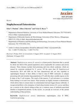 Staphylococcal Enterotoxins