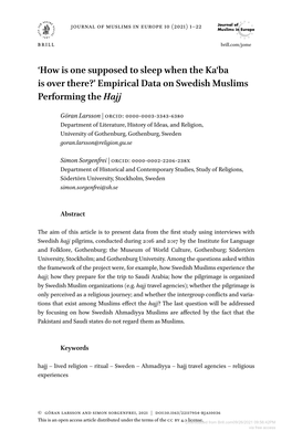 Empirical Data on Swedish Muslims Performing the Hajj