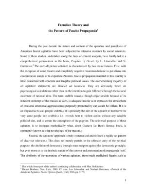 Freudian Theory and the Pattern of Fascist Propaganda1