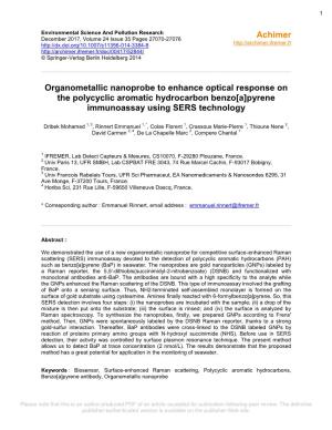 Organometallic Nanoprobe to Enhance Optical Response on the Polycyclic Aromatic Hydrocarbon Benzo[A]Pyrene Immunoassay Using SERS Technology