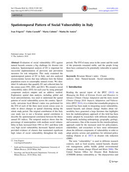 Spatiotemporal Pattern of Social Vulnerability in Italy