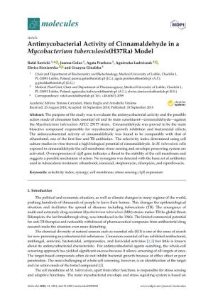 Antimycobacterial Activity of Cinnamaldehyde in a Mycobacterium Tuberculosis(H37ra) Model