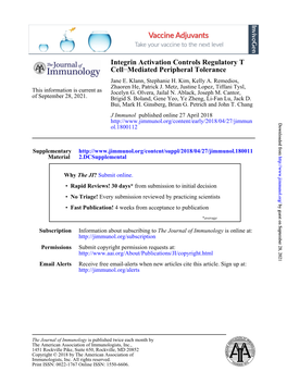 Integrin Activation Controls Regulatory T Cell–Mediated Peripheral Tolerance