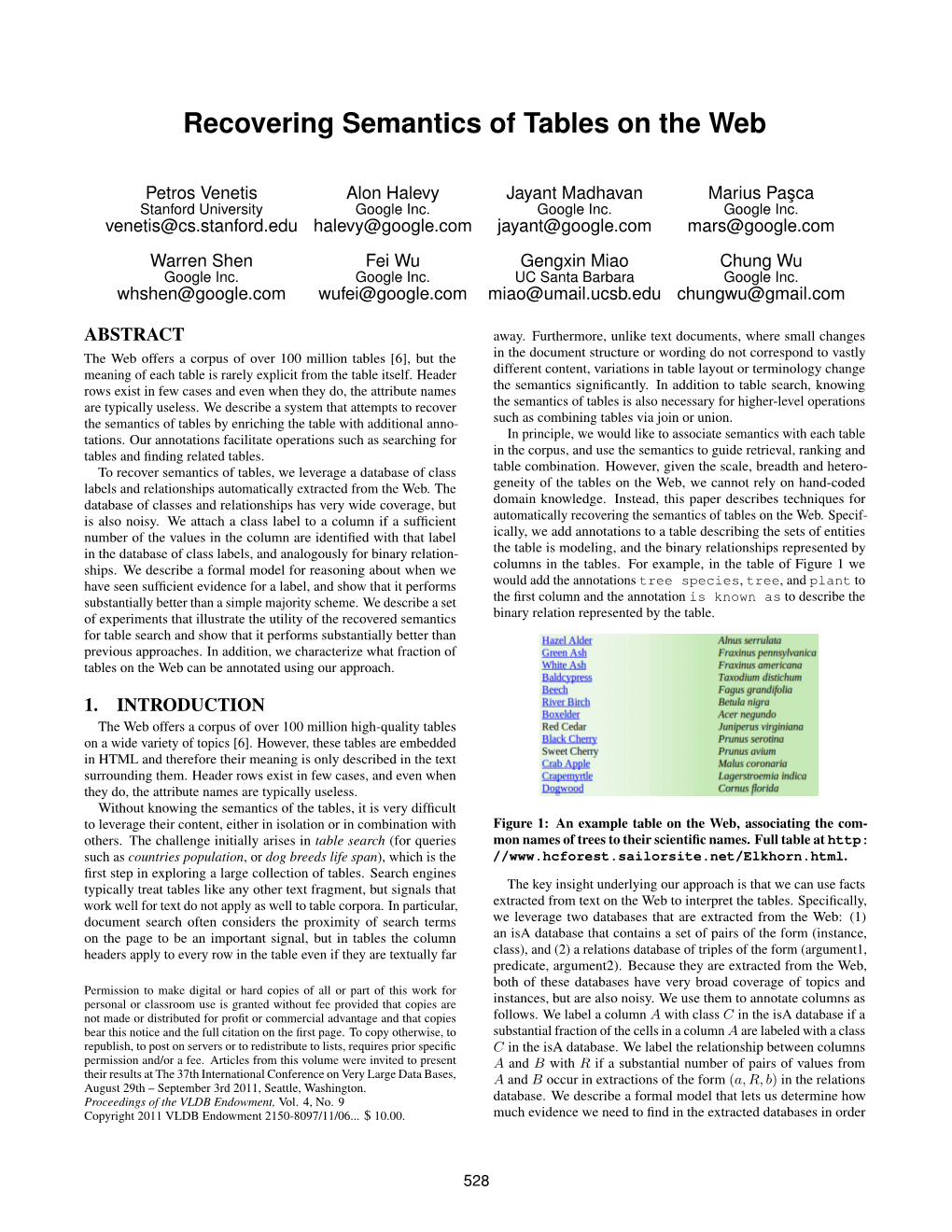 Recovering Semantics of Tables on the Web