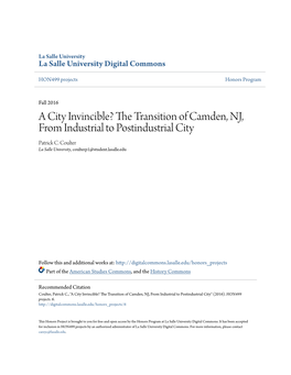 The Transition of Camden, NJ, from Industrial to Postindustrial City