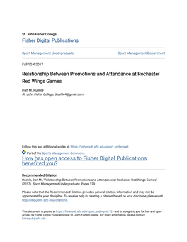 Relationship Between Promotions and Attendance at Rochester Red Wings Games