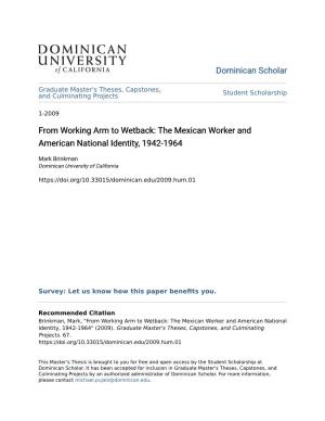 From Working Arm to Wetback: the Mexican Worker and American National Identity, 1942-1964