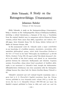 Jikido Takasaki, a Study on the Ratnagotravibhaga (Uttaratantra)