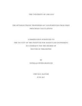 "The Optoelectronic Properties of Nanoparticles