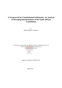 A Framework for Constitutional Settlements: an Analysis of Diverging Interpretations of the South African Constitution