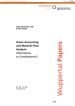 Green Accounting and Material Flow Analysis: Alternatives Or