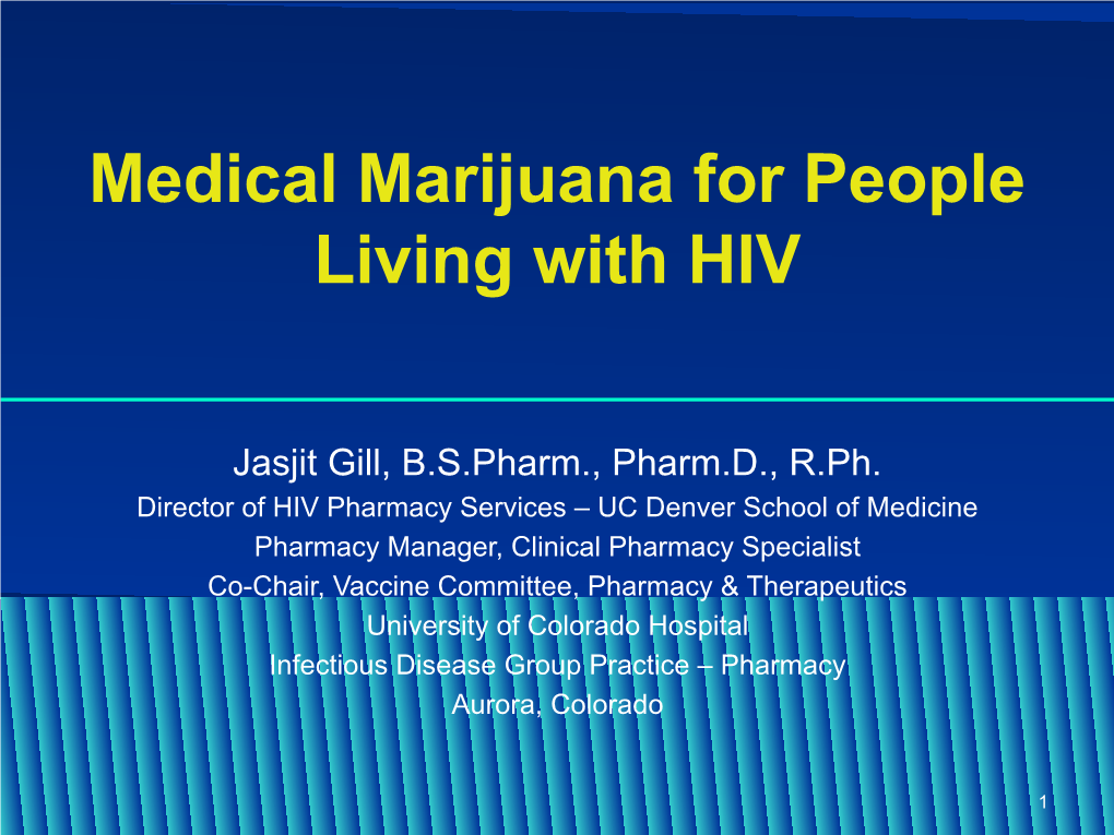 Medical Marijuana for People Living with HIV