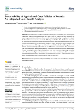 Sustainability of Agricultural Crop Policies in Rwanda: an Integrated Cost–Beneﬁt Analysis