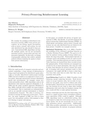 Privacy-Preserving Reinforcement Learning