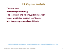 L9: Cepstral Analysis