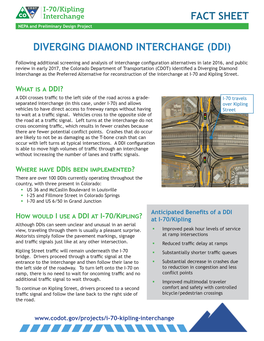 Fact Sheet Diverging Diamond Interchange (Ddi)