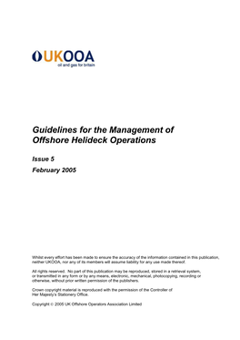 Guidelines for the Management of Offshore Helideck Operations