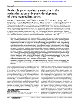Rewirable Gene Regulatory Networks in the Preimplantation Embryonic Development of Three Mammalian Species
