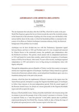 AZERBAIJAN and ARMENIA RELATIONS Dr