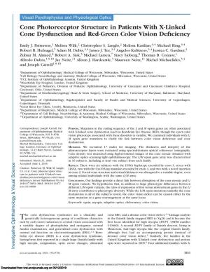 Cone Photoreceptor Structure in Patients with X-Linked Cone Dysfunction and Red-Green Color Vision Deficiency